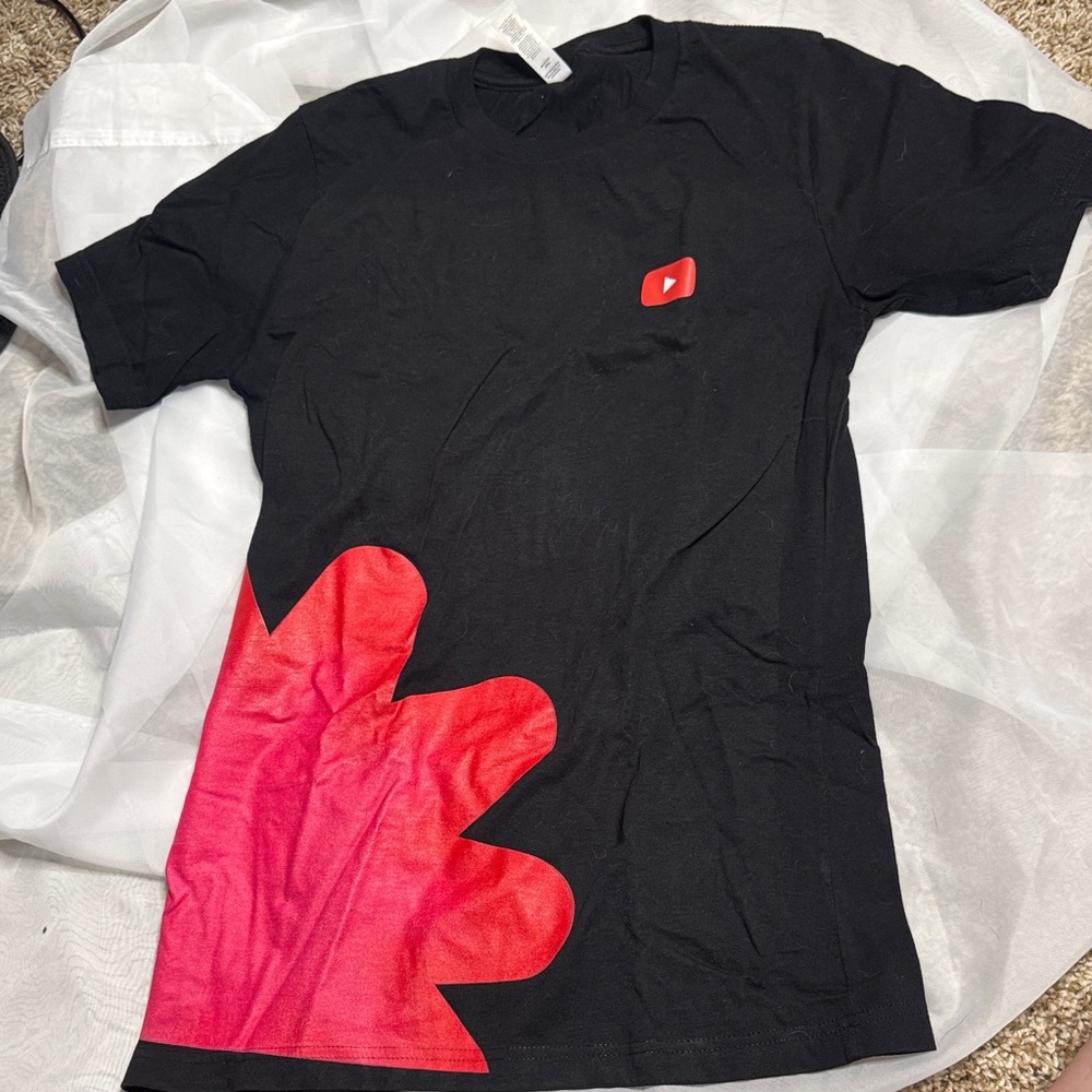 Black Tee with Red YouTube Graphic